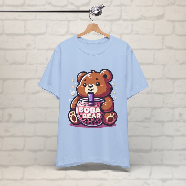 Cute Cuddly Bear Tee Funny Bubble Tea Shirt  Unique Bobba Bear Graphic Tee  Kawaii Unisex Top Adorable Bubble Tea Shirt Quirky Unisex Tee