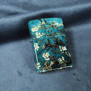 The classic Van Gogh design almond flowers green color high glossy Zippo lighter, Zippo Custom Print