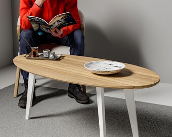 Mesa de centro de madera rústica granja / mesa de centro de madera redonda / muebles modernos de mediados de siglo mesa de centro / mesa de centro negra moderna