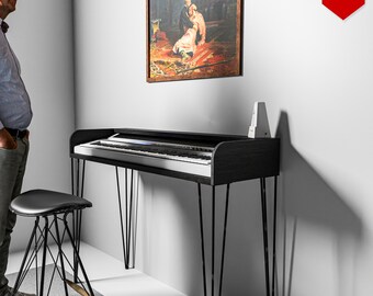 Keyboardstandaard voor piano | Pianostandaard Hout | Keyboardstandaard 88 toetsen | Pianostandaard Houten | Modern meubilair uit het midden van de eeuw | Toetsenbordstandaard hout