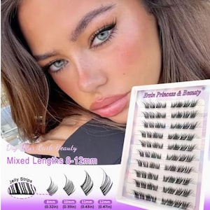 80個入り粘着式つけまつげクラスター – 長さ8～12mmのミックス、自然でふわふわのまつげ、接着剤不要