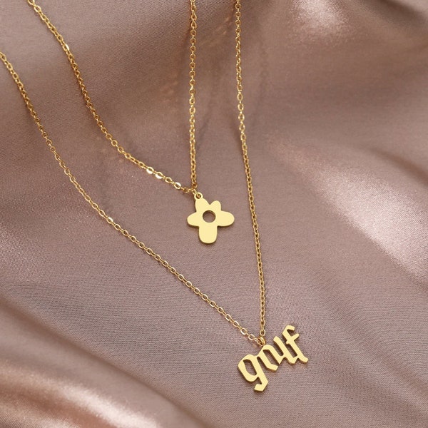 Tyler, The Creator Gothic Golf Logo/Golf Le Fleur Flower Layer Chain Stainless Steel Fine Necklace For Women Aesthetic Jewelry