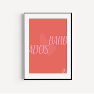 Barbados Red & Pink Wall Art – Instant Digital Download, Tropical Caribbean Print for Home Decor