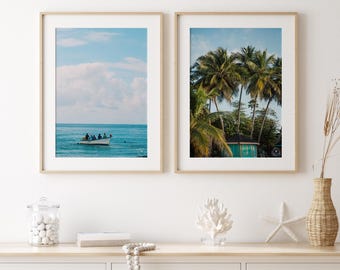 Juego de fotografías impresas de Barbados: barco de pesca y cabaña de playa (descarga digital).