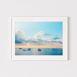 Sunset Photography, Barbados Fishing Boats at Sunset Printable Wall Art, Nautical Seascape Photography