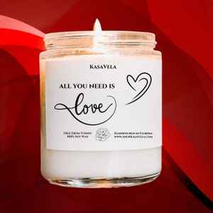 All You Need Love Valentines Day Gift Funny Candle Gift for Best Friend Funny Gifts for Her Birthday for Him Valentines Scented Soy Candle