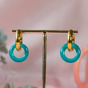 Murano Glass Hoop Earrings in Blue image 2