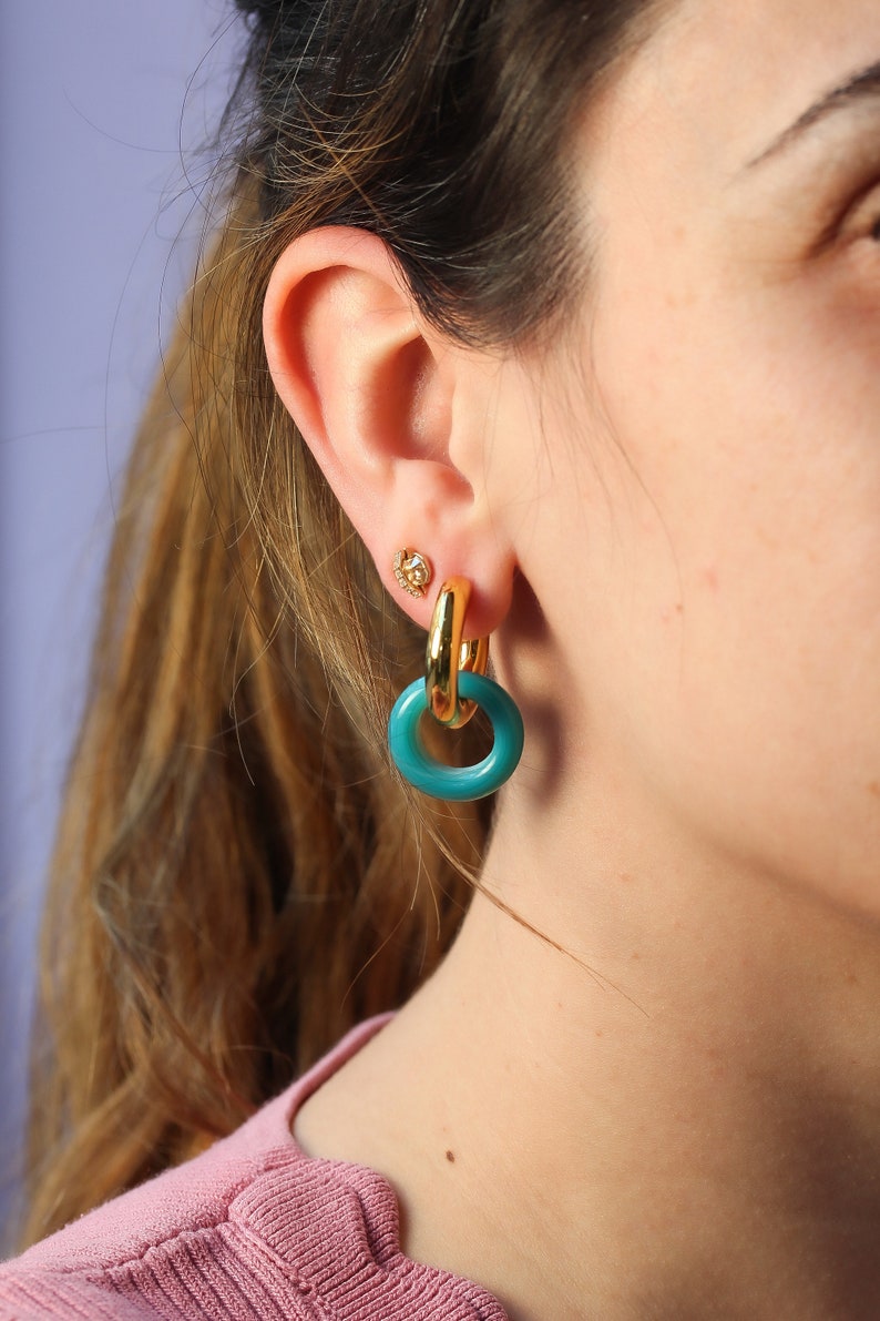 Murano Glass Hoop Earrings in Blue image 1