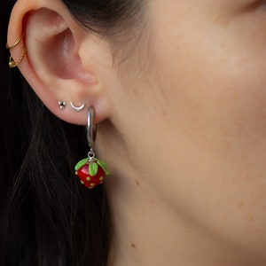 Strawberry Hoop Earrings image 1