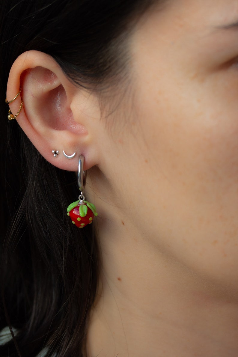 Strawberry Hoop Earrings image 1