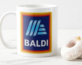 Taza inspirada en ALDI, taza BALDI, taza divertida, taza de broma, taza de San Valentín, regalos para ella, regalos para él, posavasos