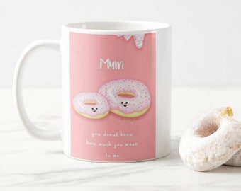 Taza del día de la madre, taza de donut, te amo taza de mamá, te amo taza, regalos para ella, posavasos