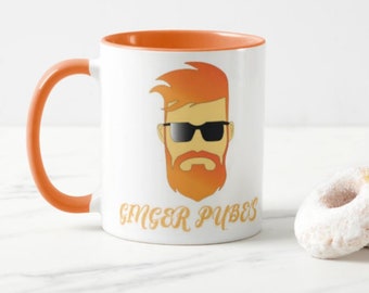 Taza de pubes de jengibre, jengibre, pubes, taza de broma, taza de broma, taza divertida taza hilarante, regalos para ella, regalos para él, posavasos
