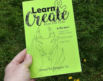Dragon On, kid zine, zines for teenager, kids magazine, gift for kid girl, gift for kid boy, activity book, free shipping, animal zine, zine