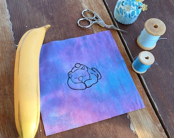 Block Printed Teddy Bear Patch, 6 inch Cotton Linen Sew On Applique, sew on patches, cotton patch, fabric patch, rooster patch