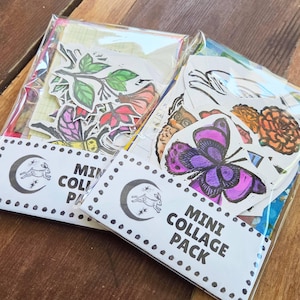 Handmade Collage Paper Pack, painted papers art journals, collage fodder for crafts, ephemera scrapbook, junk journal, gelli printed papers