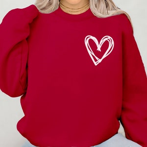 Heart Valentines Sweatshirt, Gift for Girlfriend, Valentine&#39;s Day Gift, Heart Shirt, Love Shirt, Valentines Gift, Cute Heart Sweater