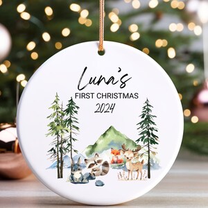 Baby First Christmas Ornament, Woodland Creatures, Family Ornament, Baby Ornament, Personalized Baby Ornament, First Christmas Ornament