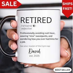 Retirement Gift Mug, Personalized Mug, Retired Gift, CoWorker Retirement, Definition Coffee Mug, Custom Retirement, Gift for Retirement