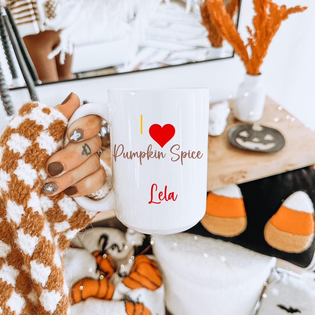 I Love Pumpkin Spice Mug - Cozy Ceramic Cup for Warm Autumn Drinks ...