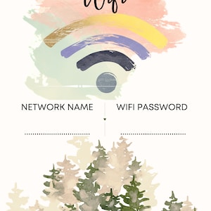 WiFi Password Sign, Editable WiFi Sign Template, Air BnB WiFi Sign, Instant Download, Printable