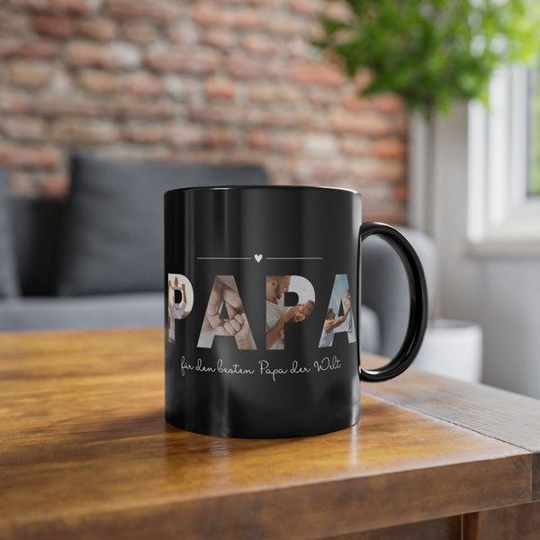 Vatertagsgeschenk für den Bestes PAPA der Welt zum Vatertag oder Geburtstag mit personlisierten Fotos auf einer Tasse