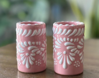 Pink Tequila shots glasses 1-Pz, Ceramic Talavera Tequila Shot, Mexican drinkware, mexican tequila shots