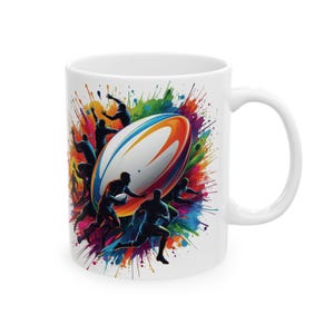 Rugby Fans Mug, Sports Lover Coffee Cup, Gift for Rugby Enthusiast, Team Spirit Tea Mug, Personalized Rugby Fan Drinkware