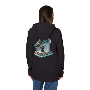 Redesigned Adidas Hoodie, Unisex Fleece Sweatshirt, Gift for Sporty Friends, Athletic Apparel, Cozy Streetwear, Trendy Sportswear, Red