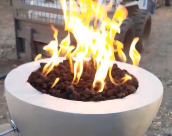 Natural Color Polished Concrete 18" Diameter With 12" Fire Ring Fire Bowl