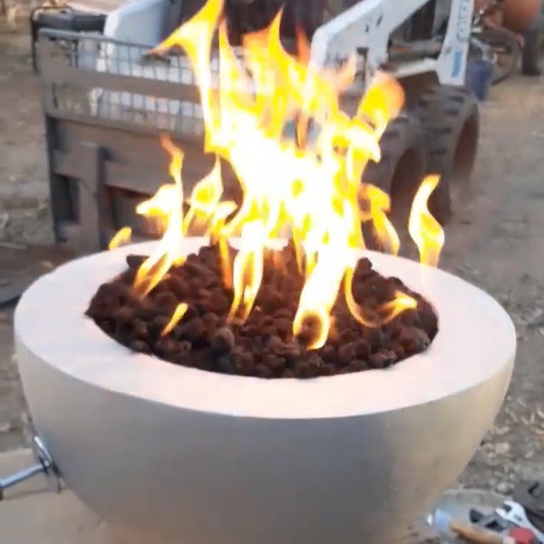 Natural Color Polished Concrete 18" Diameter With 12" Fire Ring Fire Bowl