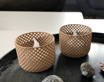 Unique 3D Printed Candle Holder with Hole Pattern for Home Décor and Living Spaces | Multiple Colors