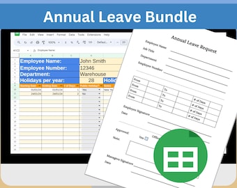 Employee Annual Leave Tracker & Holiday Request Form Bundle - Google Sheets and PDF Form download - Log Vacation Days With Ease