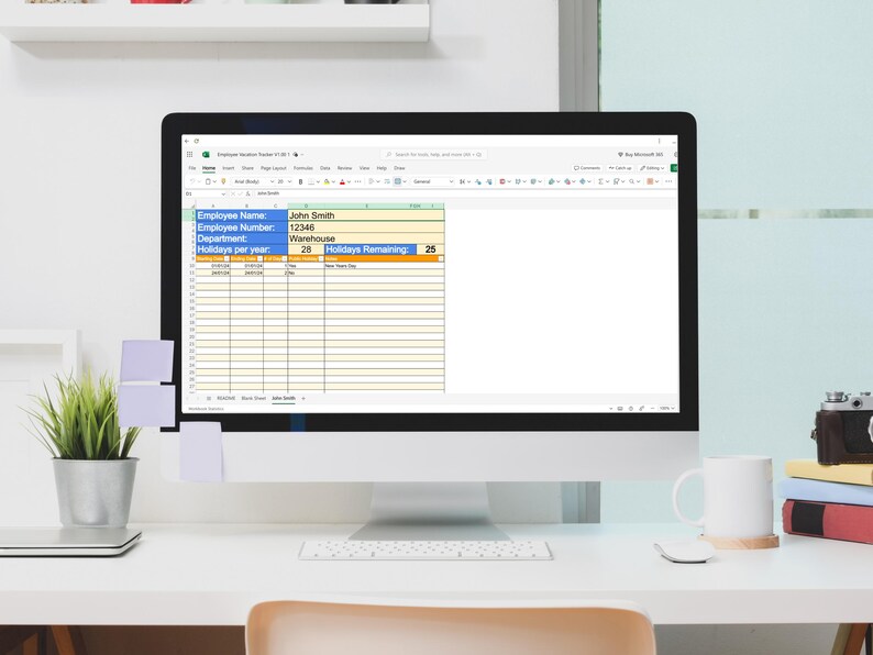 The  Employee Vacation Leave Tracker is ideally for Desktop and Laptops but can be used in the Excel app if needed.
