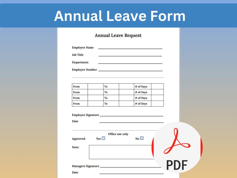 Annual Leave Form Template - Holiday & Vacation Request Tool for Hr ...