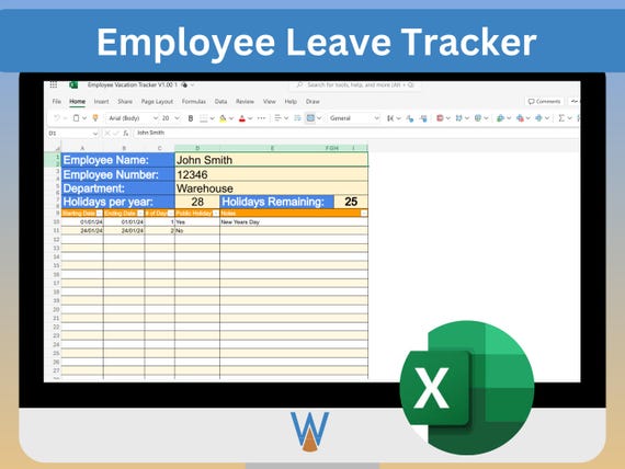 Employee Vacation Tracker: Excel Leave & Holiday Spreadsheet