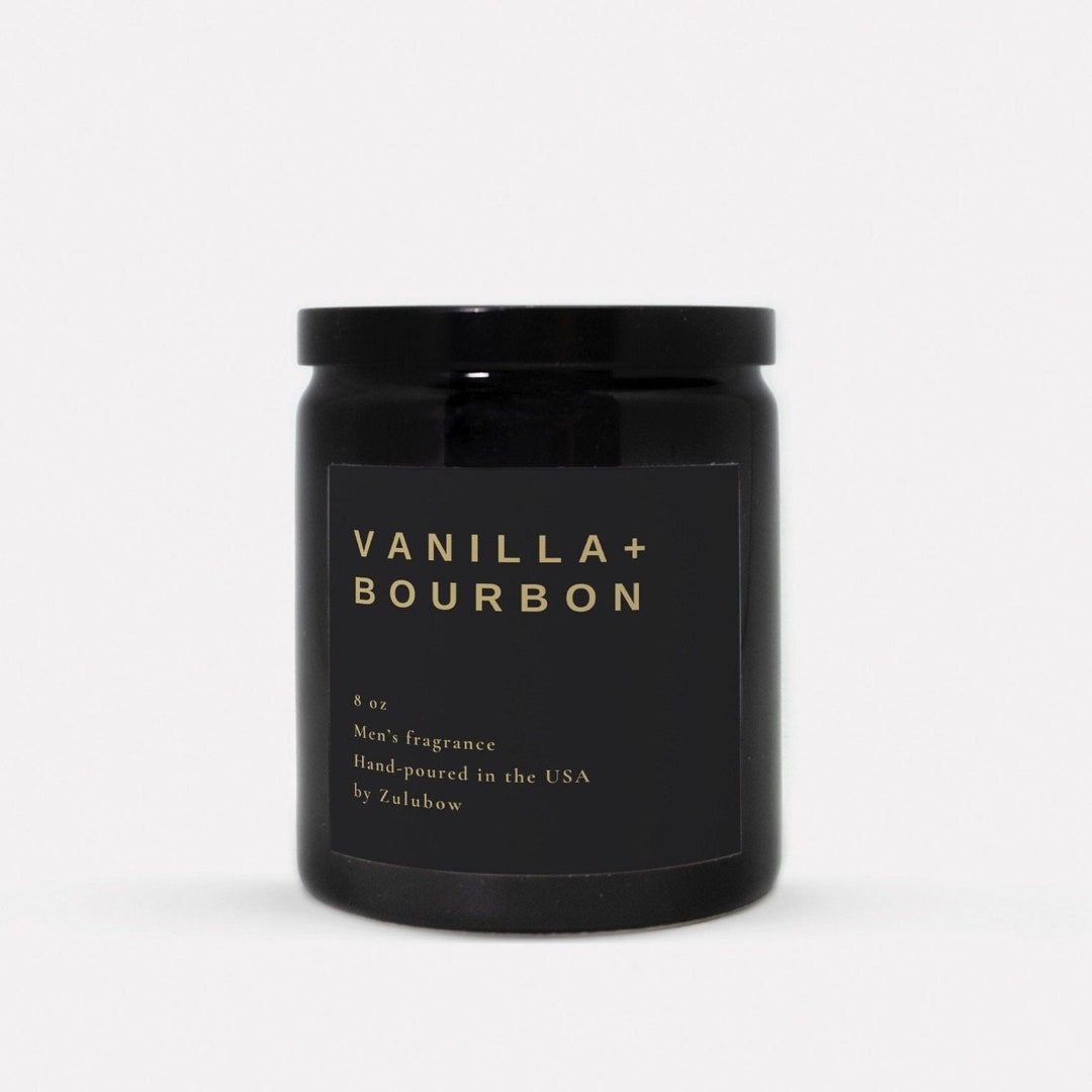 Men's Hand Poured Candle Luxury Vanilla Bourbon Fragrance Black Ceramic