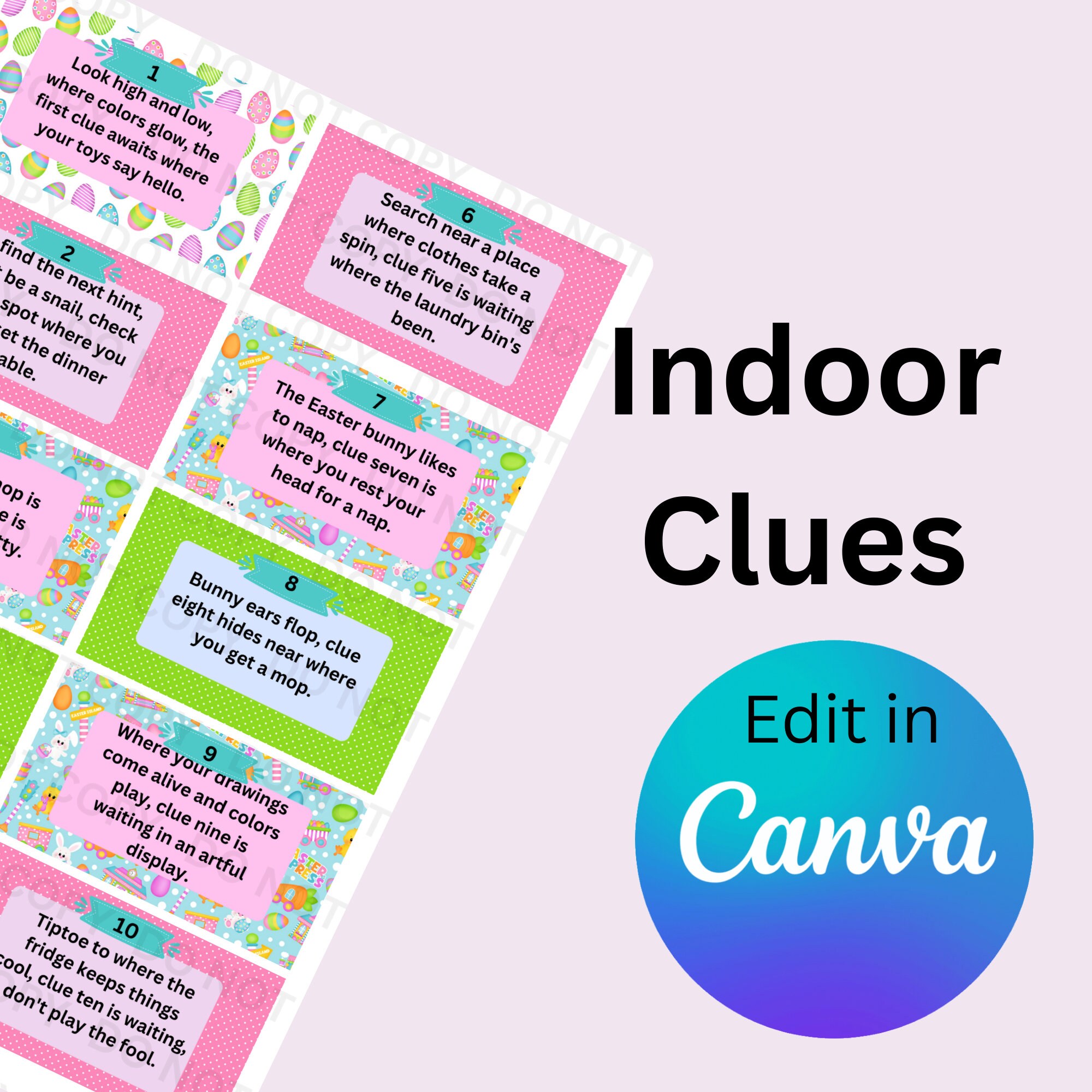 Scavenger Hunt Clues Indoor Printable Game for Kids Egg Hunt Activities ...