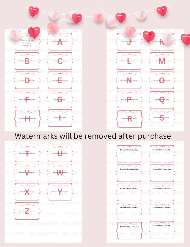 Customizable Reasons to Love A to Z Romantic Valentines Day Card