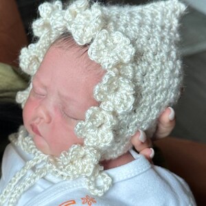 Minimalist crotchet baby pixie bonnet