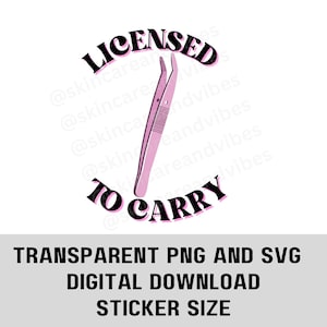 ピンセットの携帯許可 SVG PNG | ワックス専門家、まつ毛技術者、エステティシャン、まつ毛エクステ、ワックス脱毛ステッカーグラフィック向けデジタルダウンロード