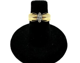 Ladies 14 Carat Yellow Gold Diamond Ring Size 5.25 3.2 Grams