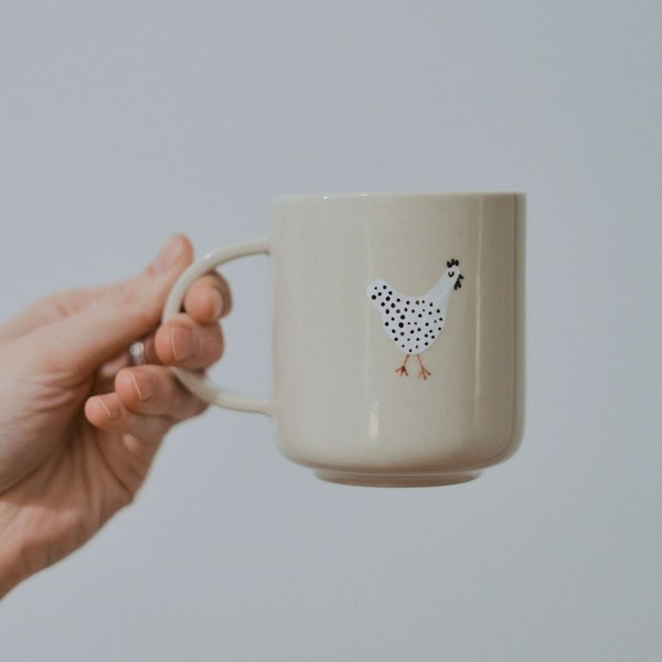 Tasse en céramique de poules • Tasse d'animaux en poterie faite à la main • Tasses de coq de poulet en grès • Tasses à café de Noël • Cadeaux de Thanksgiving • Cadeau d'anniversaire