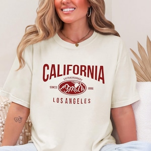 California Los Angeles T Shirt, Vintage Mountain Graphic Tee, West Coast Vibes, Casual Streetwear, USA Travel Shirt, Cali Summer Style