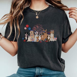 Patriotic Dog T Shirt, 4th Of July Tee With Fireworks, Cute USA Pup Design, Independence Day T Shirt, American Flag Dog Lover Shirt