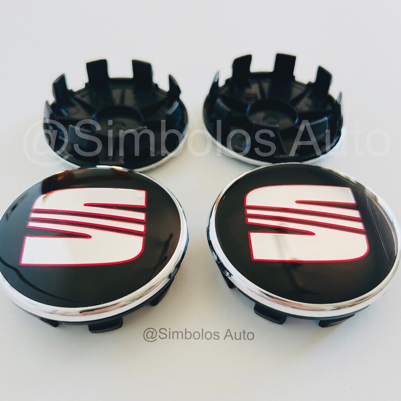 Set van 4 naafdoppen met logo voor zitting 56 mm 60 mm 63 mm velgwielcentrum wieldop Auto Clip NIEUW 63mm Black/Red