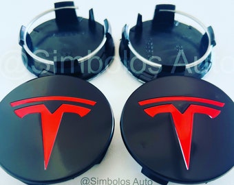 Set van 4 Tesla-logo naafdoppen 57 mm 56 mm velgwielcentrum wieldop Auto Clip NIEUW