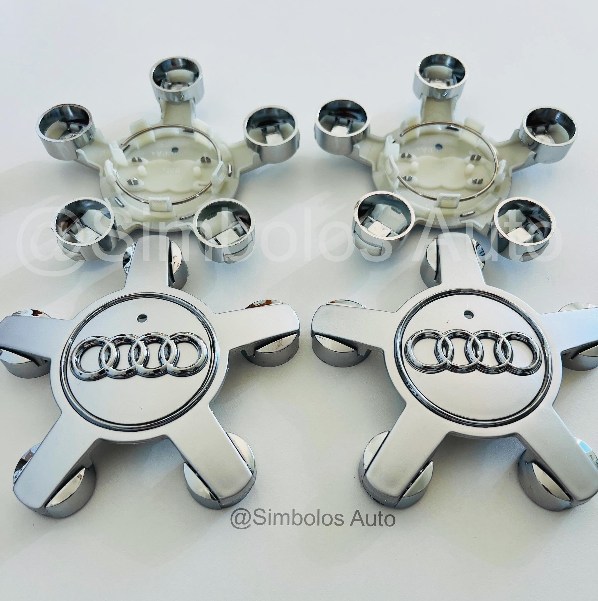 Set of 4 Audi A1 A2 A3 A4 A5 A6 A8 TT Gray Logo Hub Caps 60mm, 61mm or