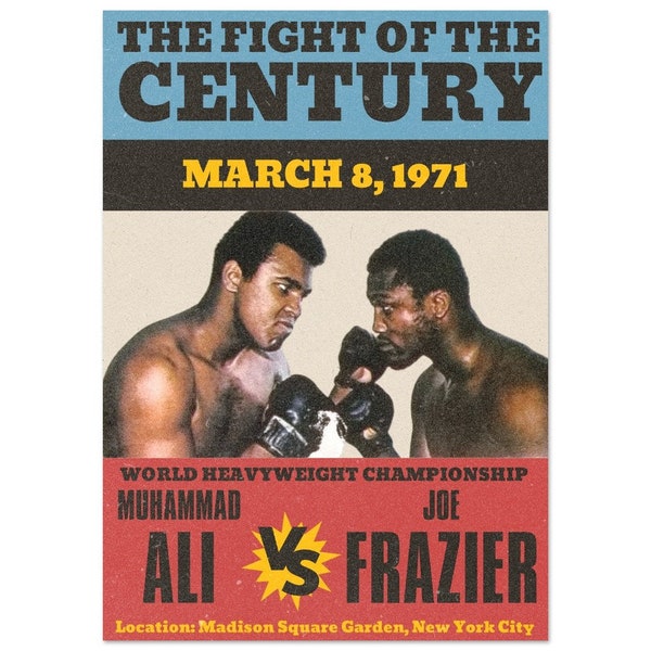 Muhammad Ali vs Joe Frazier Vintage Poster, Boksmemorabilia, Retro Wall Art, Sports Home Decor