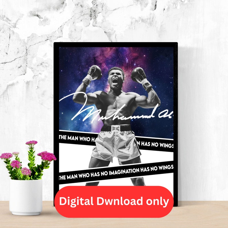 Muhammad Ali Digital Art Wallpaper, Sports Fan Gift, Digitized Product ...
